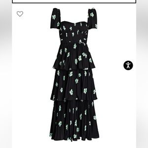 Self-Portrait Pansy Pleated Crepe Midi Dress, size 4